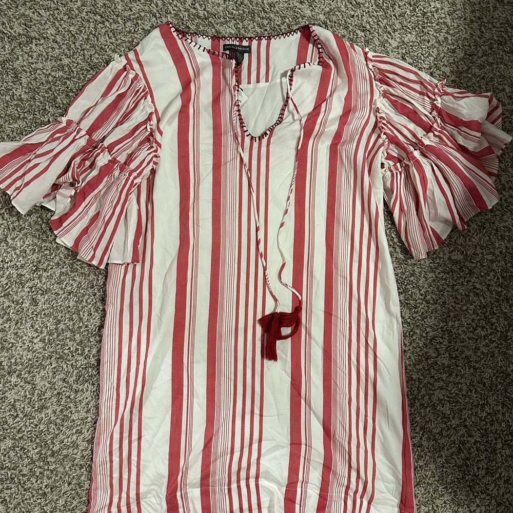 Chelsea & Theodore Red and White Striped Blouse